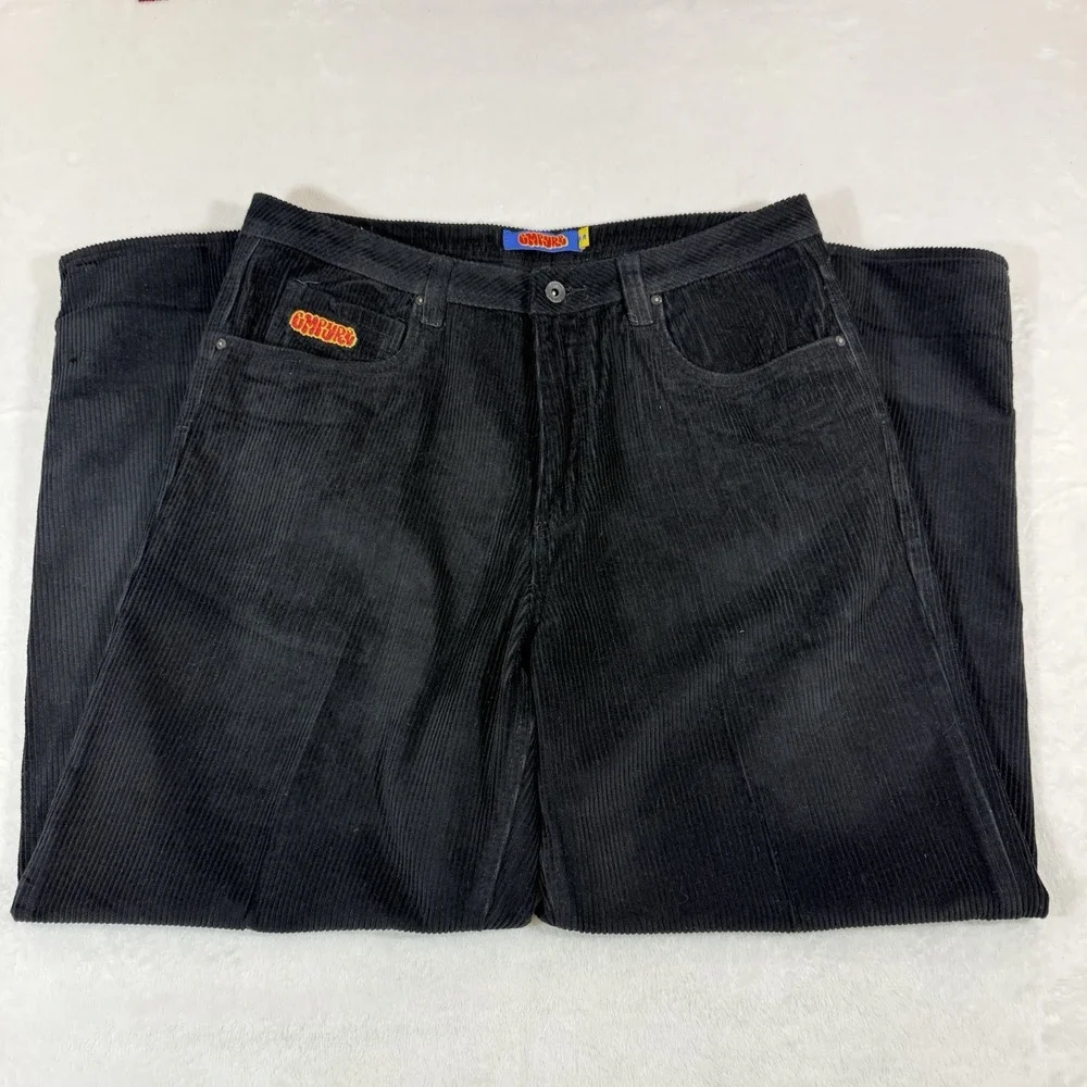 Empyre Pants Mens 34 Black Corduroy Relaxed Fit Loose Baggy Skate‎ Fit Y2K 90s
